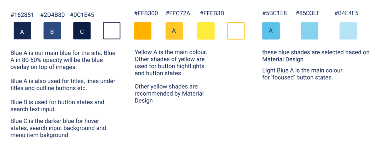 new colour combinations that follow Google's Material Design