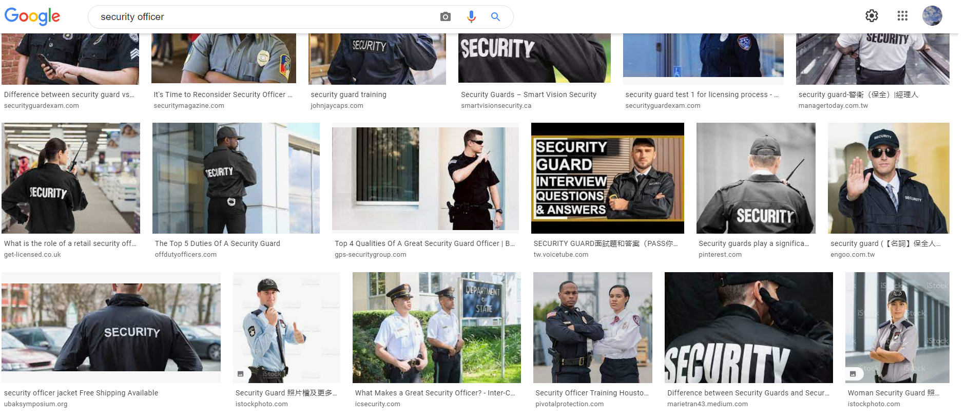 a screenshot of people's negative impression of security officers